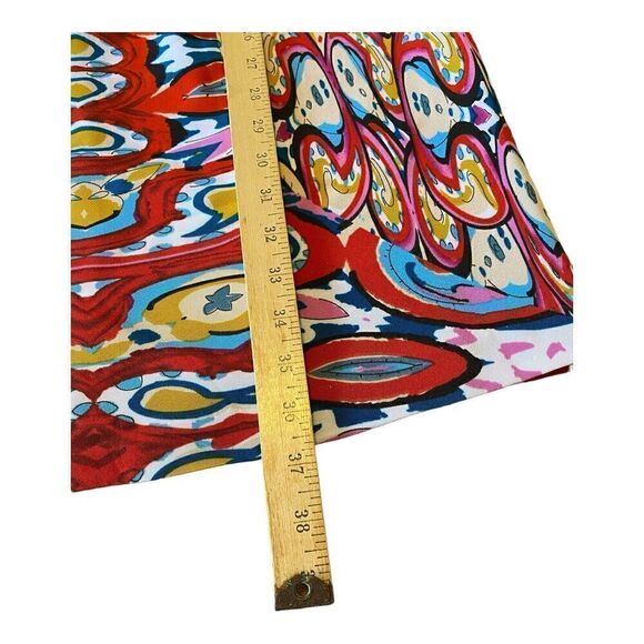 ILE New York Dress Size 8 Red Pink Blue Graphic Cap Sleeve Stretch - Picture 9 of 9